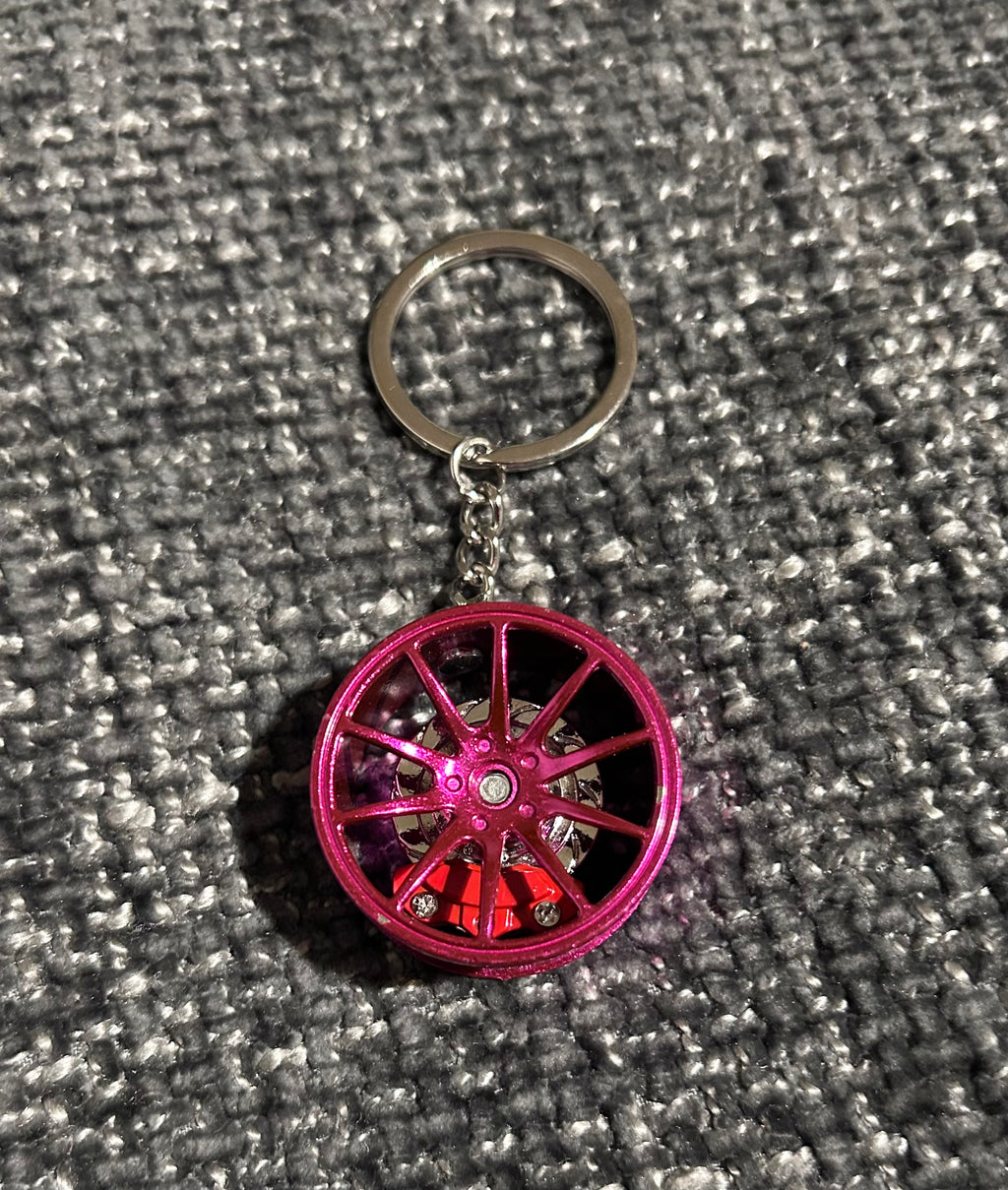 Pink Spinning Alloy Keyring