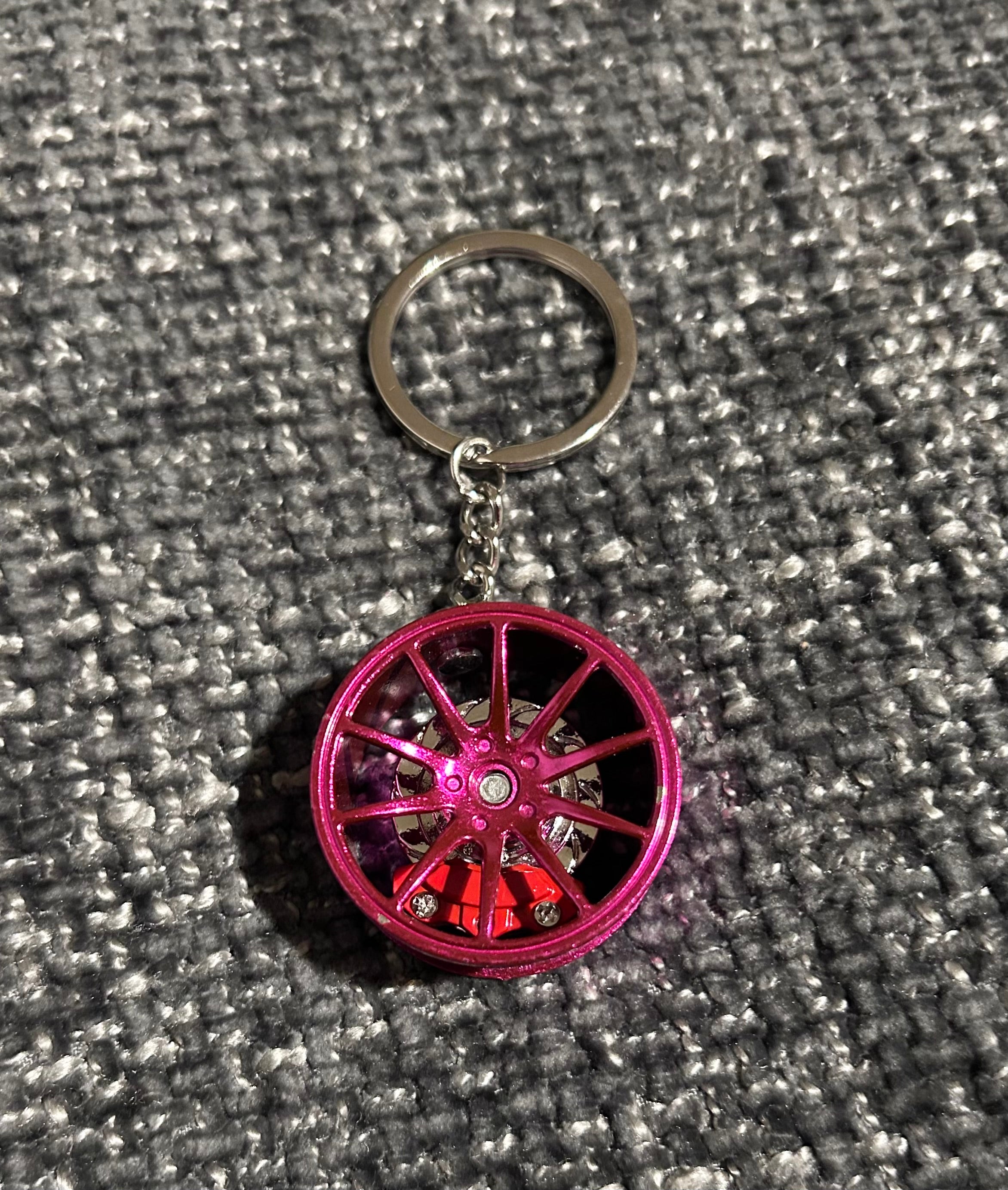 Pink Spinning Alloy Keyring