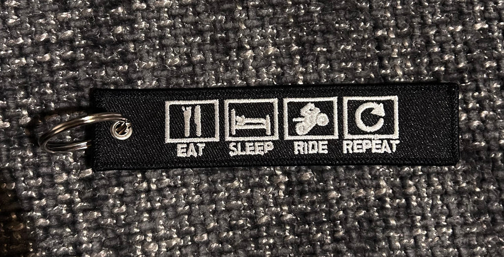 Eat Sleep Ride Repeat Jet Tag Keyring