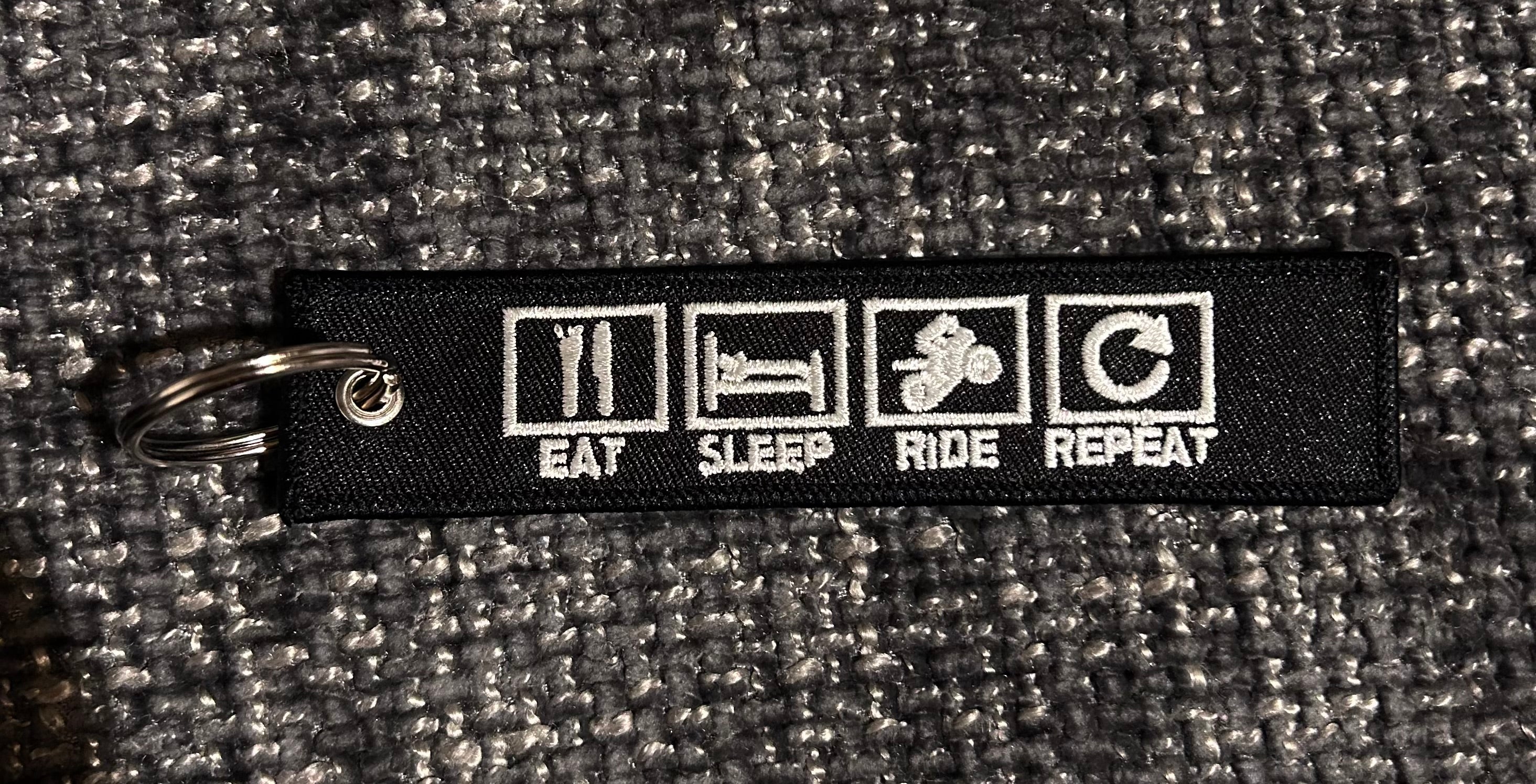 Eat Sleep Ride Repeat Jet Tag Keyring