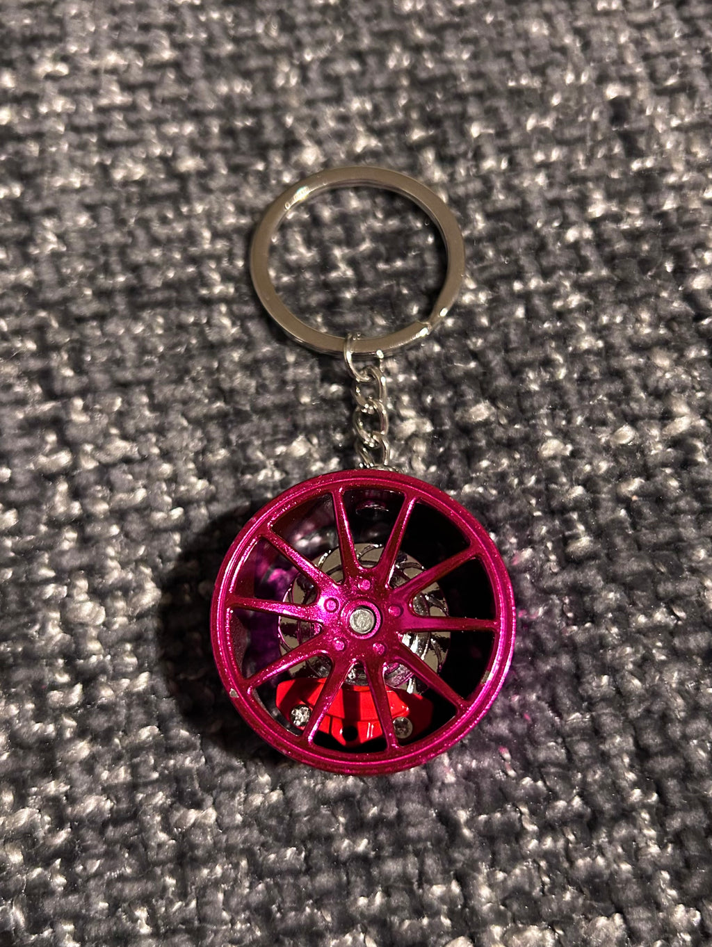 Pink Spinning Alloy Keyring