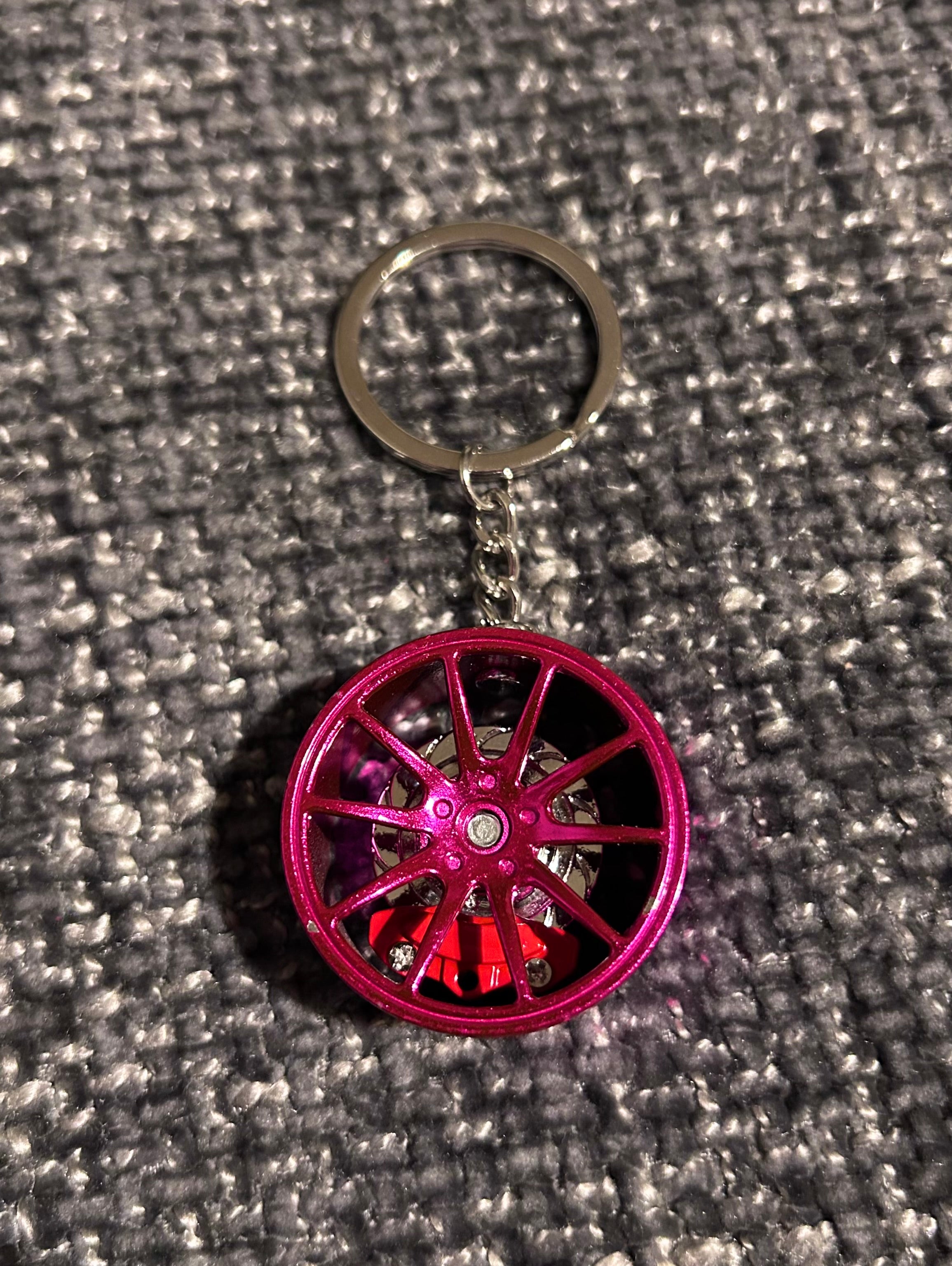 Pink Spinning Alloy Keyring