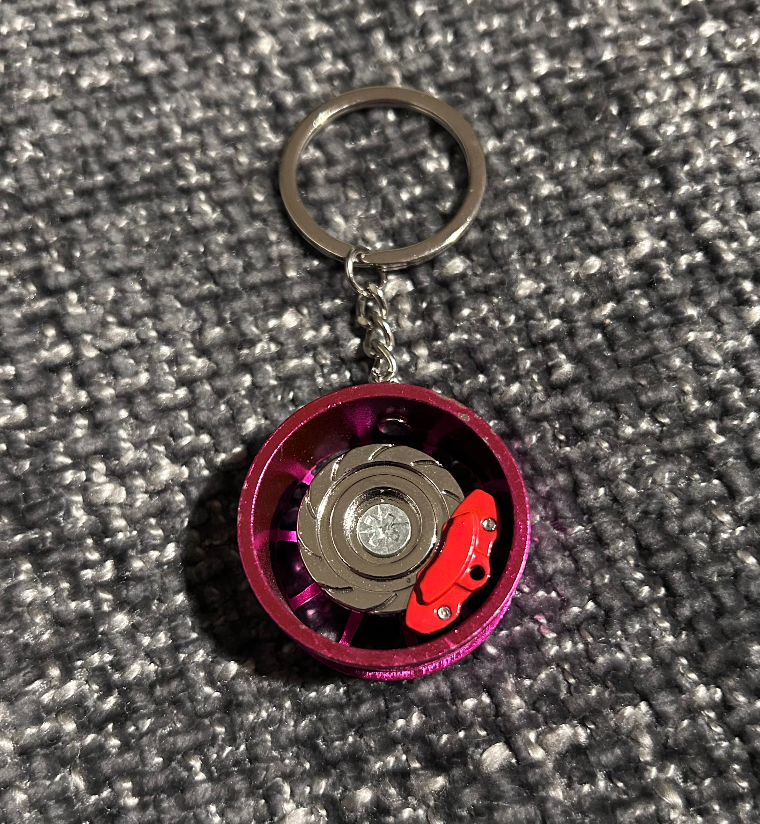 Pink Spinning Alloy Keyring
