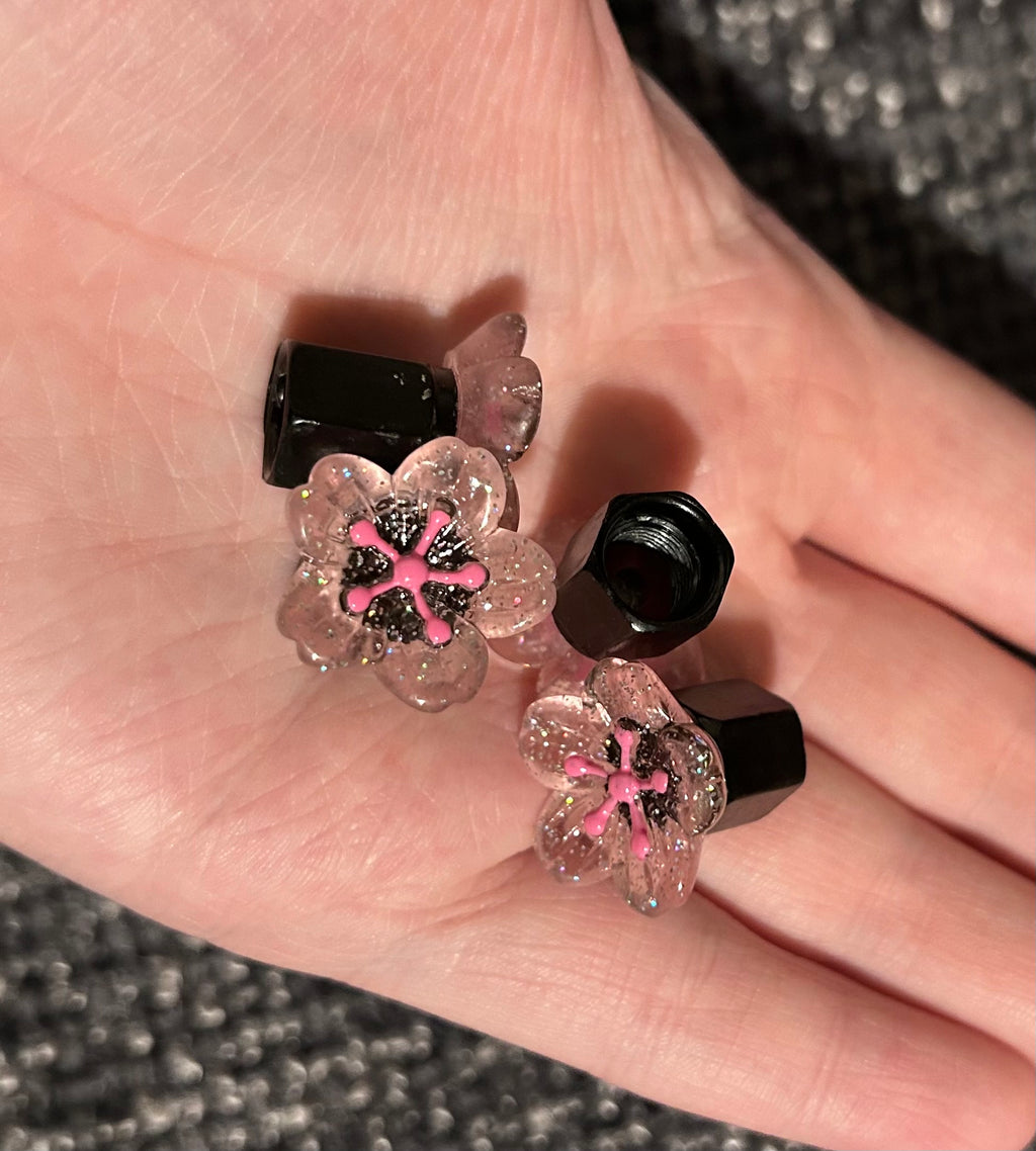 Cherry Blossom Tyre Valve Caps