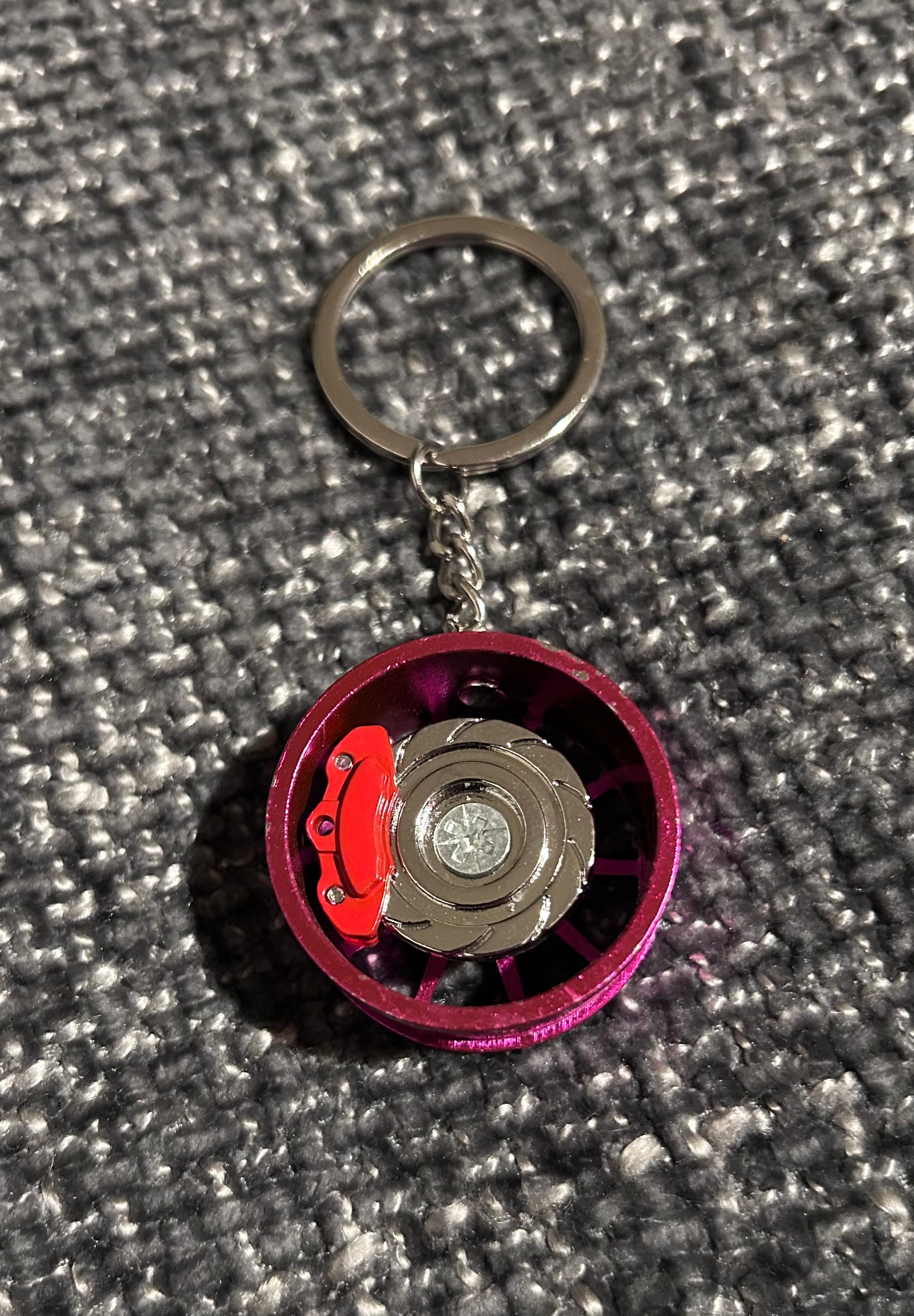 Pink Spinning Alloy Keyring
